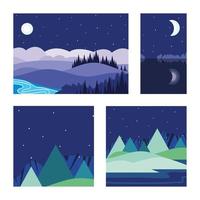 landscape night cards vector