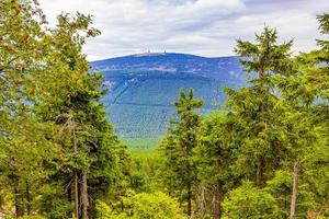 Landscape Panorama view on top of Brocken mountain Harz Germany photo