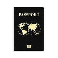 Pasaporte biométrico internacional negro aislado sobre fondo blanco. vector