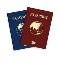 International biometric blue and red  passport isolated on white background vector