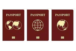 International biometric red passport isolated on white background vector