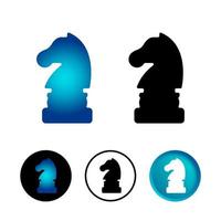 Abstract Chess Knight Icon Set vector