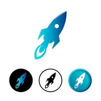 Abstract Flying Rocket Icon Set vector