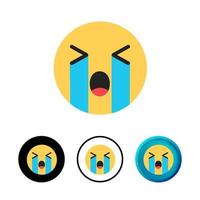 Abstract Crying Face Icon Illustration vector