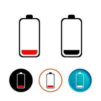 Abstract Very Low Battery Charge Icon Set vector