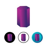 Abstract Pentagonal Prism Icon Set vector