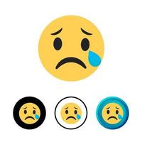 Cara triste abstracta con ilustración de icono de lágrima vector