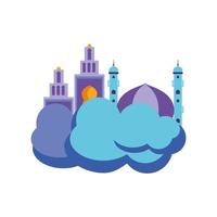 arabian mosque clouds vector