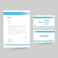 cyan colored simple letterhead and business card design vector