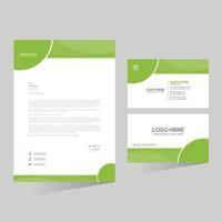 Green colored simple letterhead and business card design vector