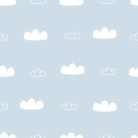 Hand drawn clouds in seamless pattern cartoon style Used for printing, wallpaper, decoration. vector