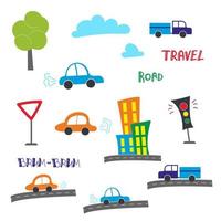 Transportation theme with Car. Set of cute and colorful icon collection isolated on white background vector