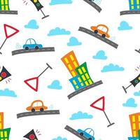 Transportation theme with Car. Seamless pattern isolated on white background. vector