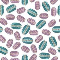 Macarons seamless pattern. Colorful cartoon illustration on white background. vector