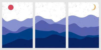 Abstract minimal curve lines, stylized mountain vector