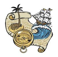 Sail following the treasure map illustration