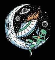 Alien stranded on the moon illustration