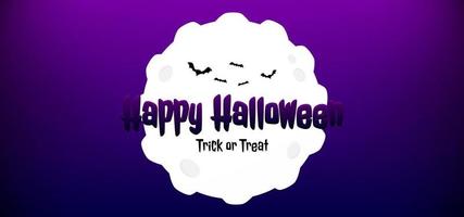 Happy Halloween background banner with purple night view, bats, full moon. Vector illustration with paper cut style and can editable. Place for text