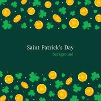 Saint Patrick's Day background. Coins and shamrock. vector