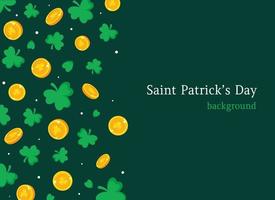 Saint Patrick's Day background. Coins and shamrock. vector