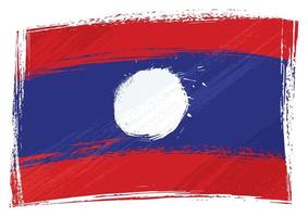 bandera nacional de laos creada en estilo grunge vector