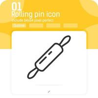 Rolling pin premium icon with outline style isolated on white background. Line vector illustration sign symbol pixel aligned icon concept for web design, ui, ux, web site, logo design and kitchen set