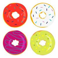 Set of sweet donuts. Top view. vector
