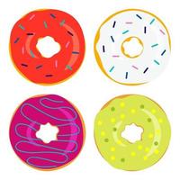 conjunto de rosquillas dulces. vista superior. vector