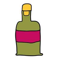 Cartoon doodle linear bottle isolated on white background. vector