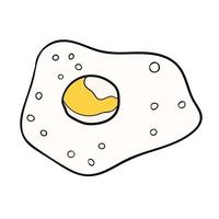 Cartoon doodle fried egg isolated on white background. vector