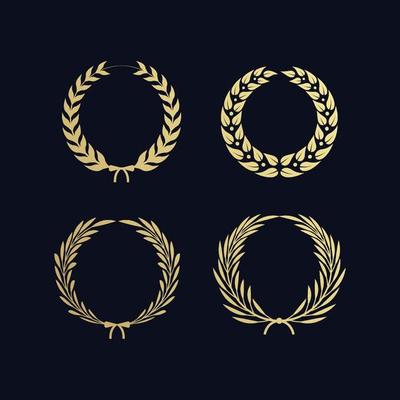 Greek wreath gold winner laurel nobility achieveing floral olive branches awards set