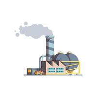 Factory industrial buildings manufactures air pollution flat pictures illustration building manufacturing tower production construction with pipeline vector