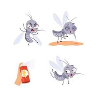 advertencia de dibujos animados de mosquitos insectos voladores peligrosos animalitos ilustraciones