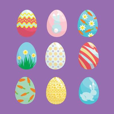 Colorful eggs happy easter celebration symbols funny textured graphic decorated eggs