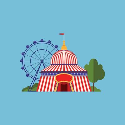 Circus tent festival events party park tent with stripe lines borders illustrations