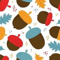 Seamless acorn pattern.Colorful pattern with acorns. Autumn pattern. Pattern for textile, wrapping paper, fabrci and etc. vector