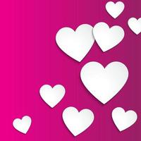 Happy Valentines day. Vector simple paper hearts on pink background