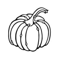 contorno de doodle de vector de calabaza aislado sobre fondo blanco. calabaza - calabaza para halloween o icono de vector de arte de línea de acción de gracias para aplicaciones y sitios web, impresión, textil, diseño de postal, libro para colorear