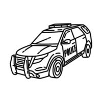 icono de coche de policía multiusos. Doodle dibujado a mano o estilo de icono de contorno vector