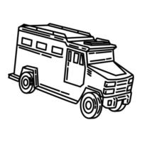 Police Riot Car Icon. Doodle Hand Drawn or Outline Icon Style vector