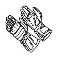 icono de guantes antidisturbios de la policía. Doodle dibujado a mano o estilo de icono de contorno