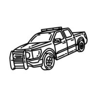 icono de coche suv de la oficina de policía. Doodle dibujado a mano o estilo de icono de contorno vector