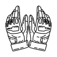 icono de guantes tácticos de la policía. Doodle dibujado a mano o estilo de icono de contorno vector