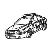 icono de coche de enlace de la comunidad policial. Doodle dibujado a mano o estilo de icono de contorno vector