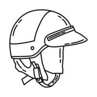icono de cascos de motocicleta de la policía. Doodle dibujado a mano o estilo de icono de contorno