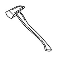 Short Firefighter Axe Icon. Doodle Hand Drawn or Outline Icon Style vector