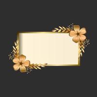 gold frame with elegant gold flower decoration. beautiful equilateral square and rectangular gold frame. vector illustration