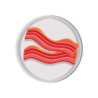 tocino frito en plato vector