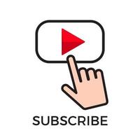 Subscribe button and finger click cursor Social media web button video vector