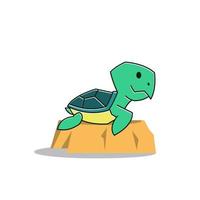 Funny Turtle Tortoise on Rock Exotic Reptile Cartoon vector